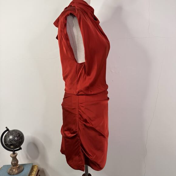 Johanna Ortiz Silk Bantu Mini Dress 6 NWT Terra Cotta Draped Cocktail Party - Picture 8 of 12